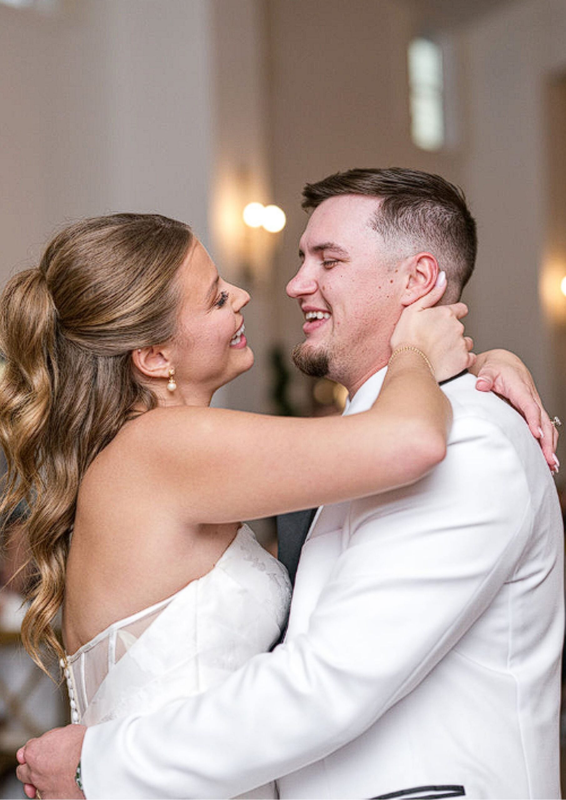 Alexis and Tristan sharing a close moment on the dance floor